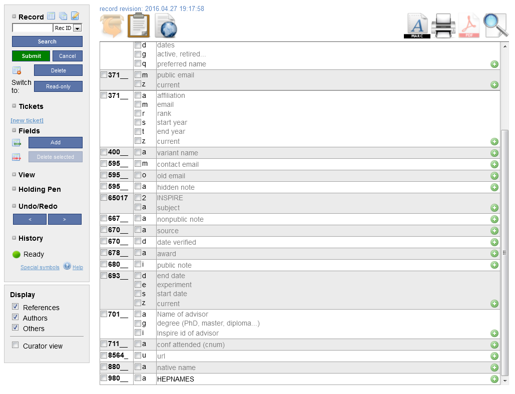 HEPNames: metadata usage and workflow – INSPIRE Internal Help